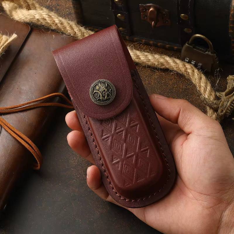 Funda táctica cuero genuino para cuchillo de bolsillo - imagen 5