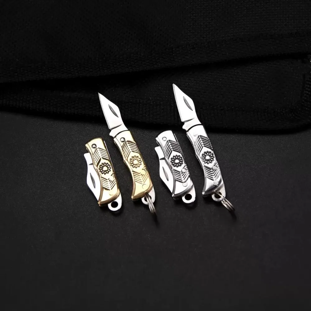 Navaja plegable EDC mini con llavero para supervivencia camping - imagen 2