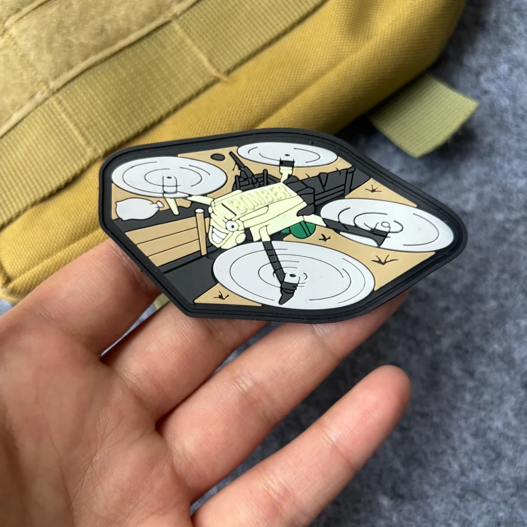 Parche táctico 3D de dron bomber PVC con velcro para brazalete