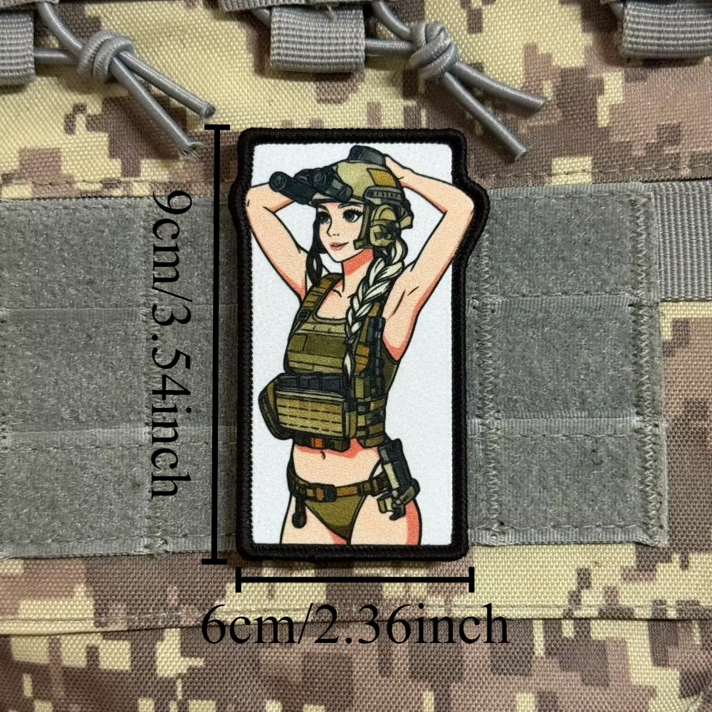 Parche táctico con velcro mochila, anime chica gafas visión nocturna