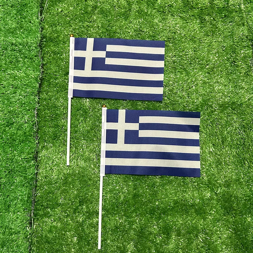 Bandera de Grecia poliéster con asta plástica para exterior - imagen 4