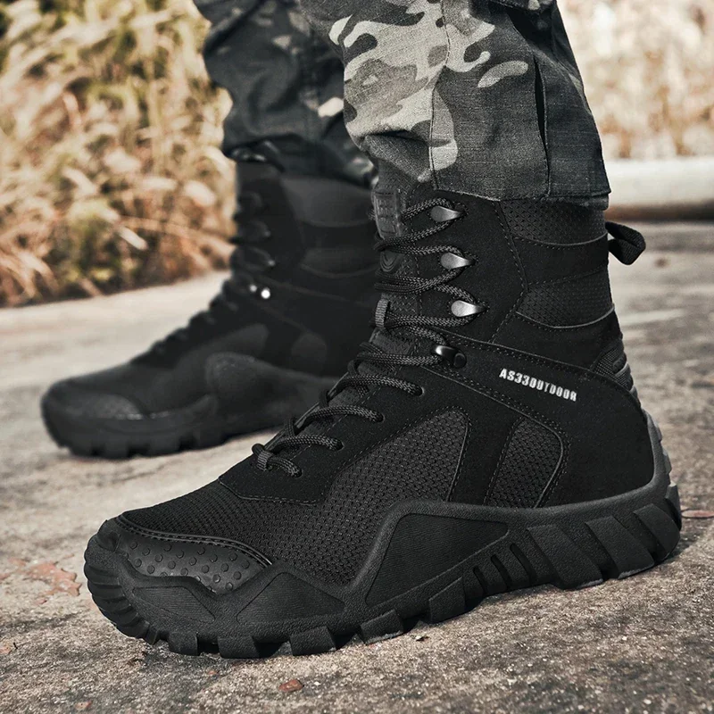Botas tácticas impermeables altas negras de combate - imagen 4