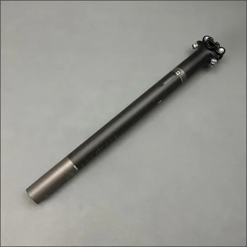 Tija de sillín fibra de carbono brillante con abrazadera aluminio - imagen 5