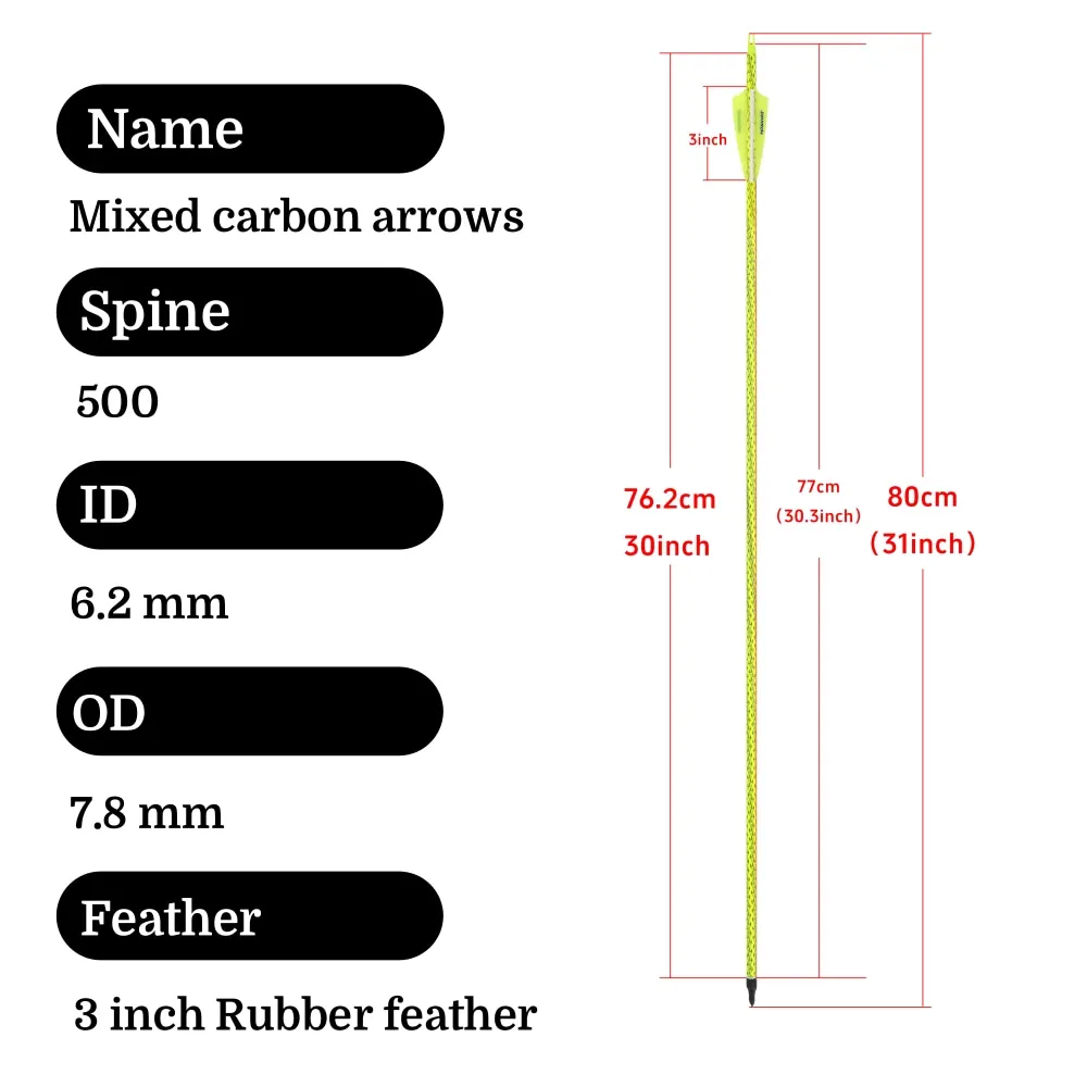 Puntas de flecha para arco carbono mixto robustas caza y práctica - imagen 5
