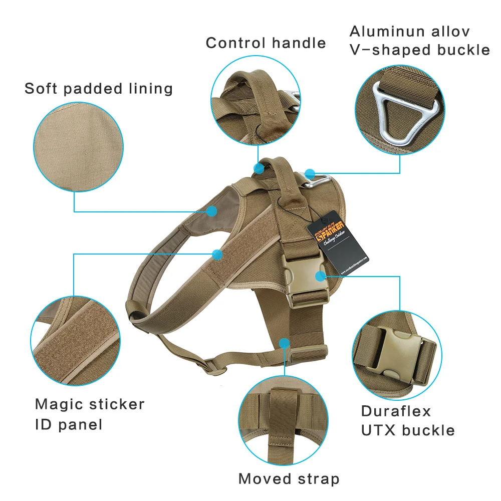 Arnés Táctico Ajustable para Perro Grande Resistente y Reflectante - imagen 5