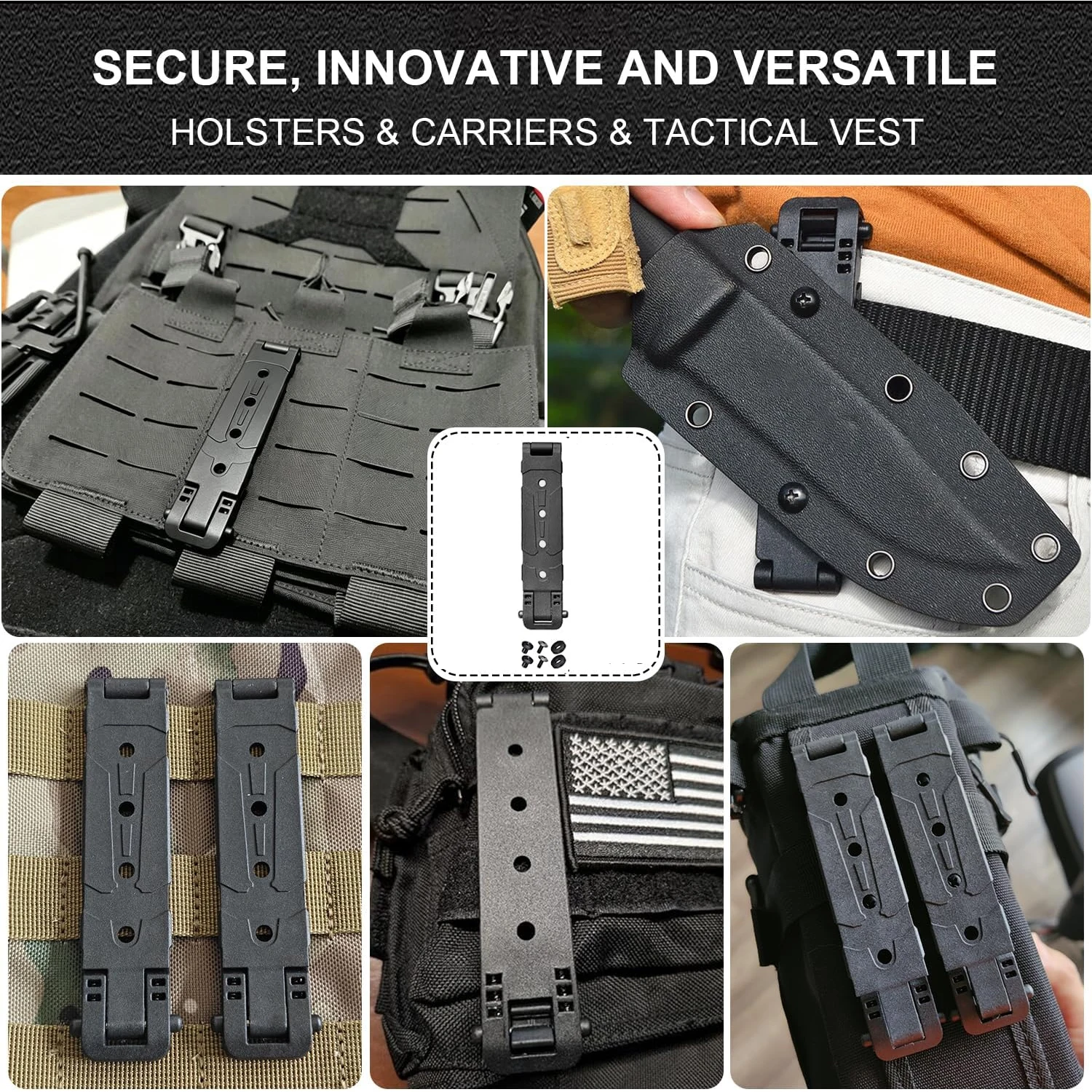 Clip de sujeción MOLLE-LOK para funda Kydex negra con montaje - imagen 5