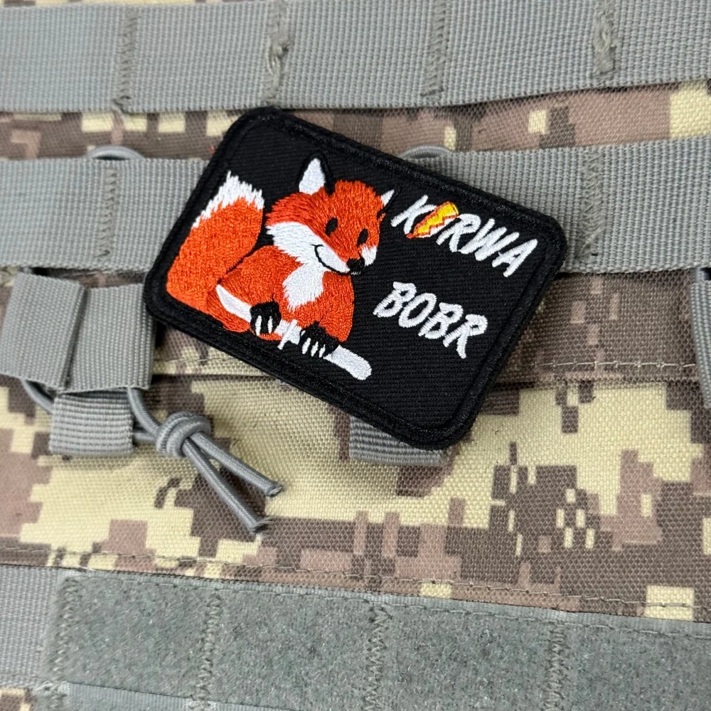 Parche táctico bordado zorro divertido con gancho y bucle MOLLE - imagen 3