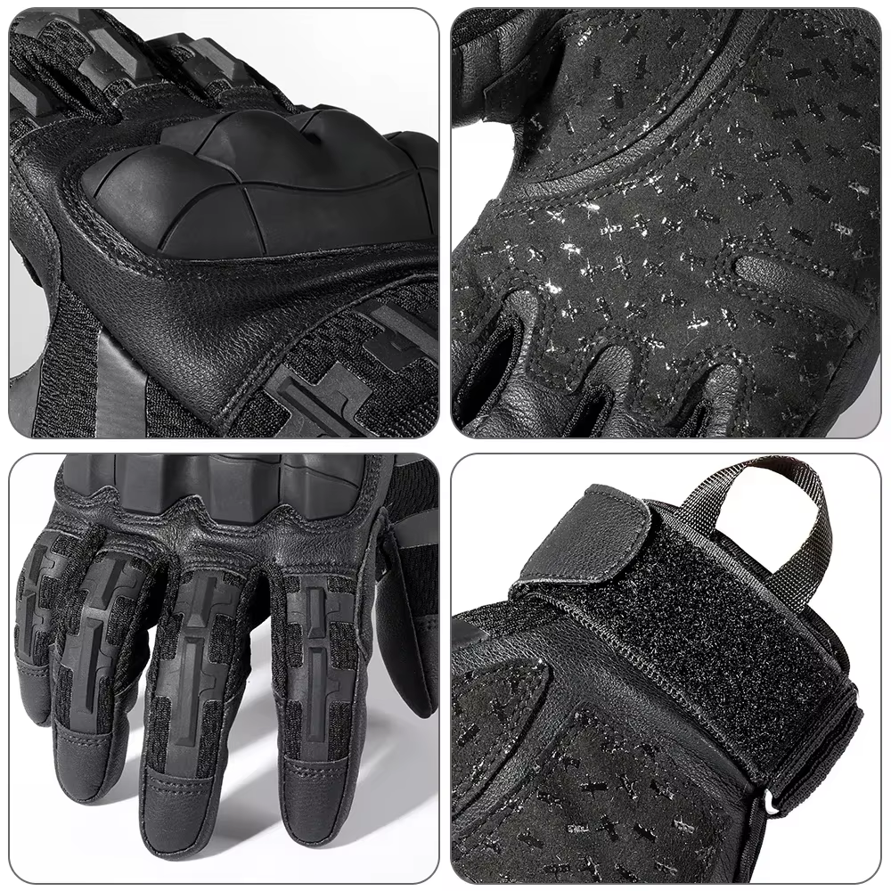 Guantes tácticos de cuero con dedos completos para pantalla táctil - imagen 4