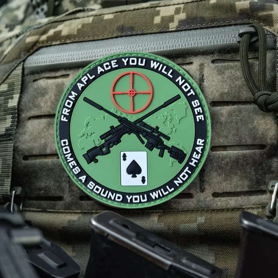 Parche de francotirador tipo militar con diseño táctico