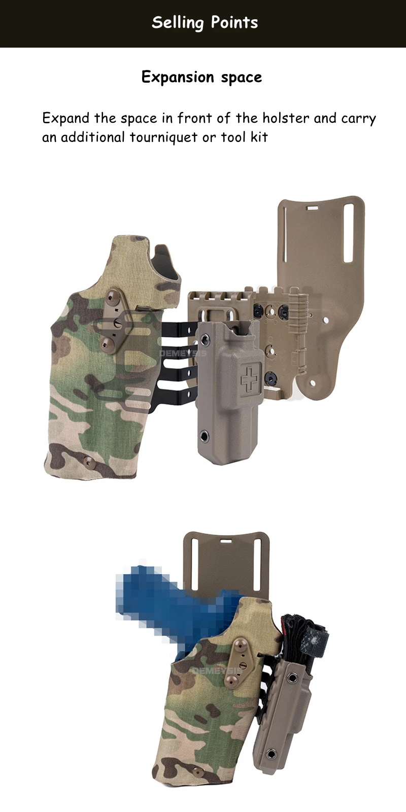 Tactical Holster Expansion Bracket Adapter Adjustable Tourniquet Holder Quick Locking System Extension Plate Holsters Gear - Vista lateral