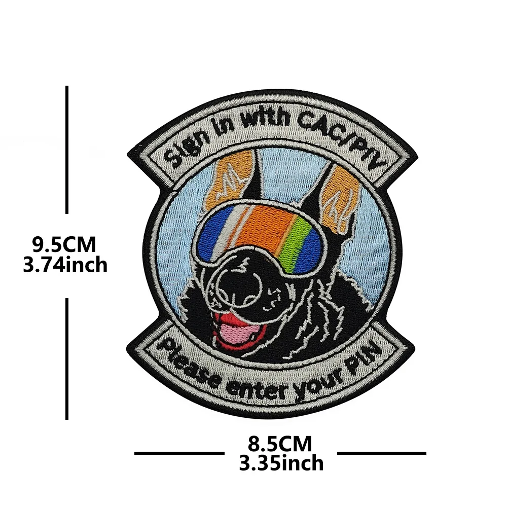 Parche táctico bordado perro postal militar gafas arcoíris – Chaqueta MOLLE - imagen 2