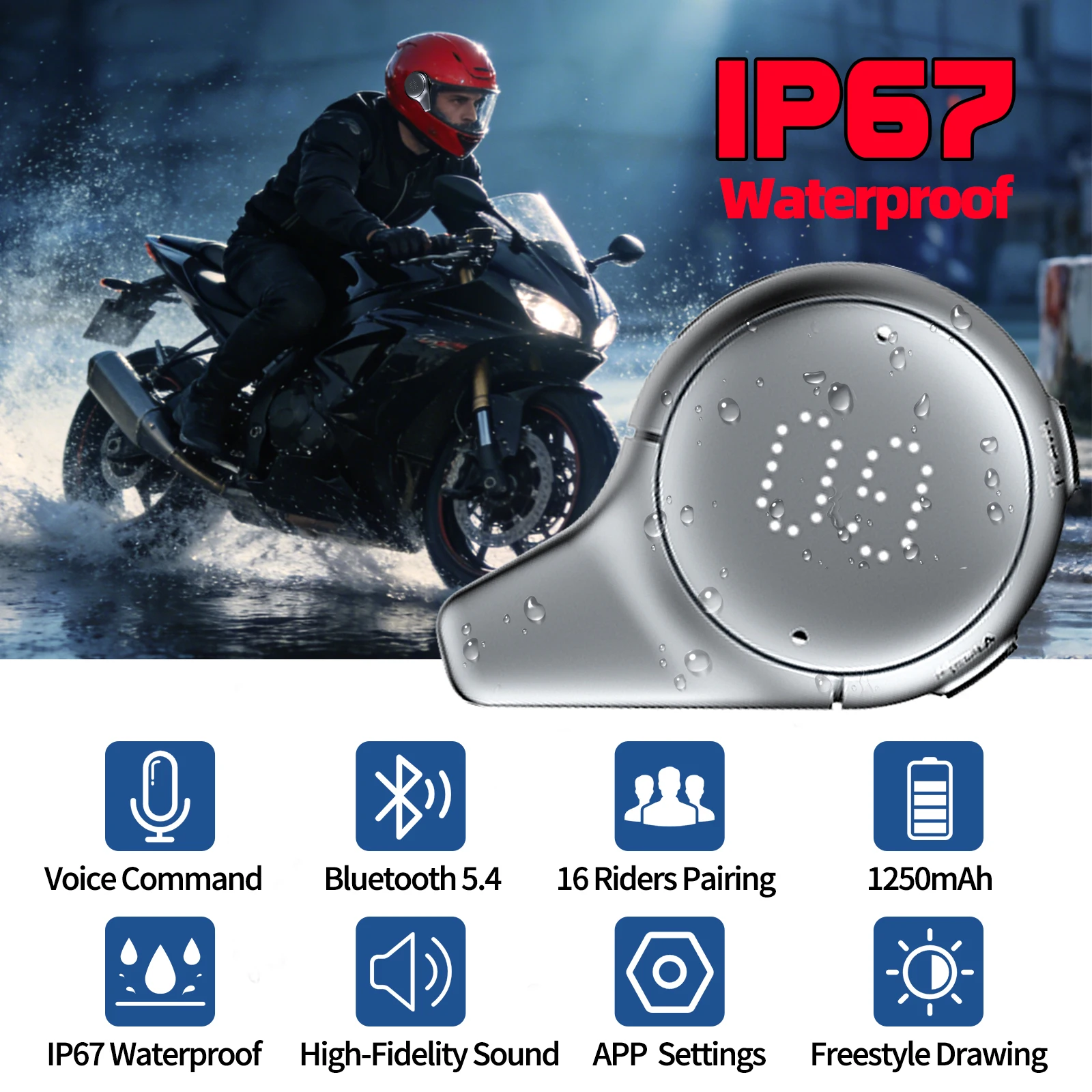 BEEBEST Intercomunicador Bluetooth para casco de moto manos libres - imagen 3