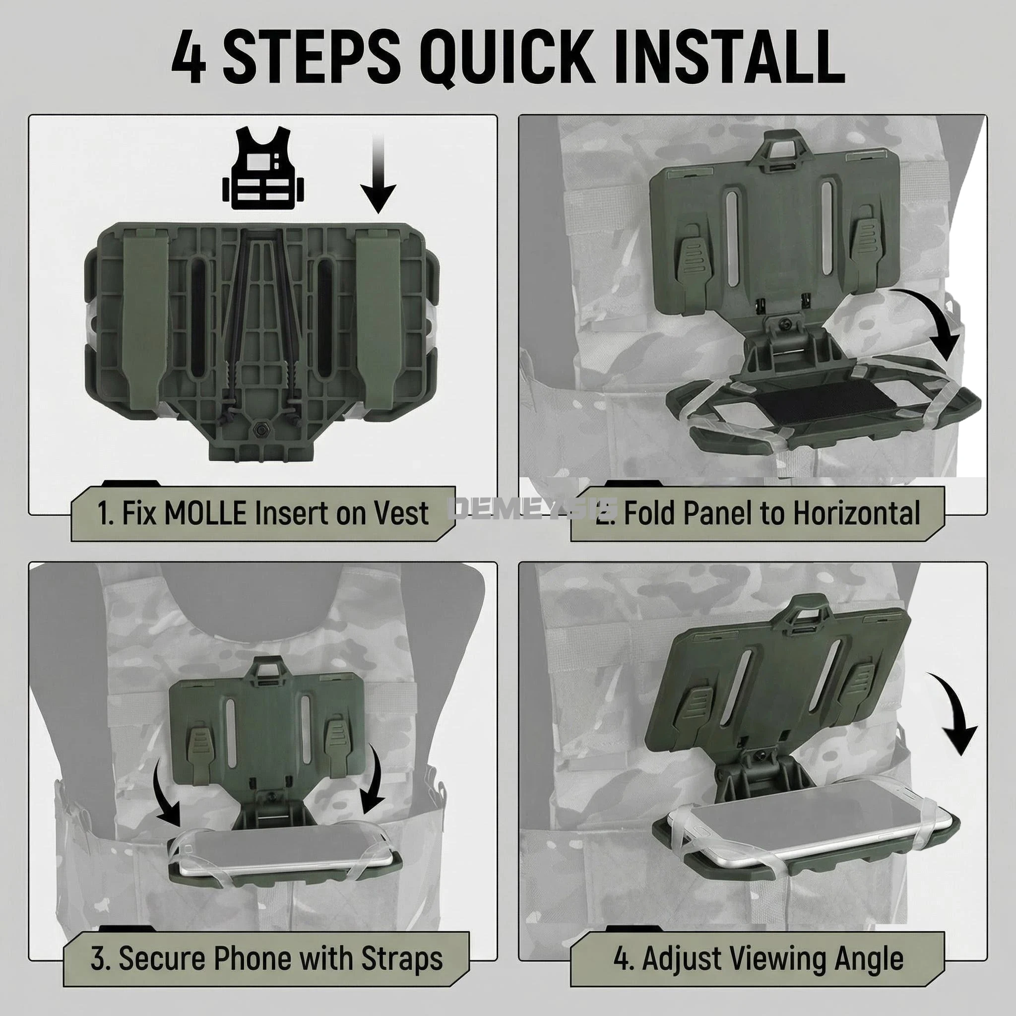 Portaplacas MOLLE con soporte plegable de navegación y teléfono - imagen 4
