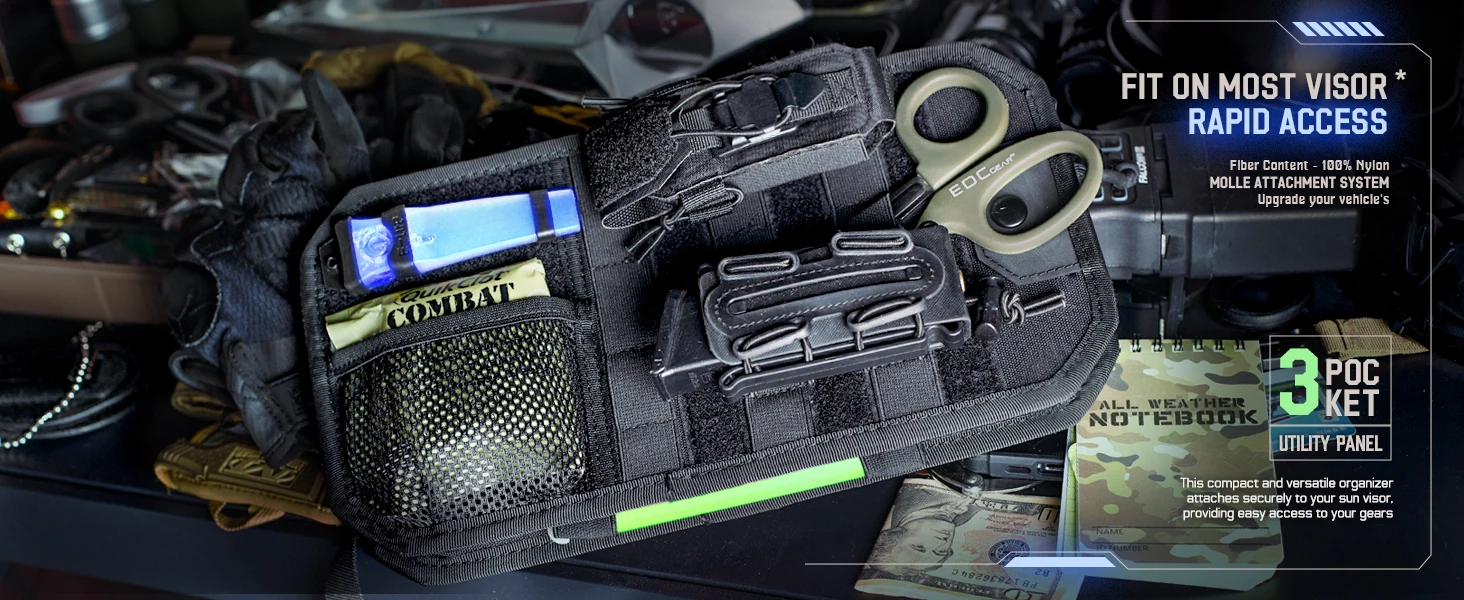 Visera del coche con el organizador instalado