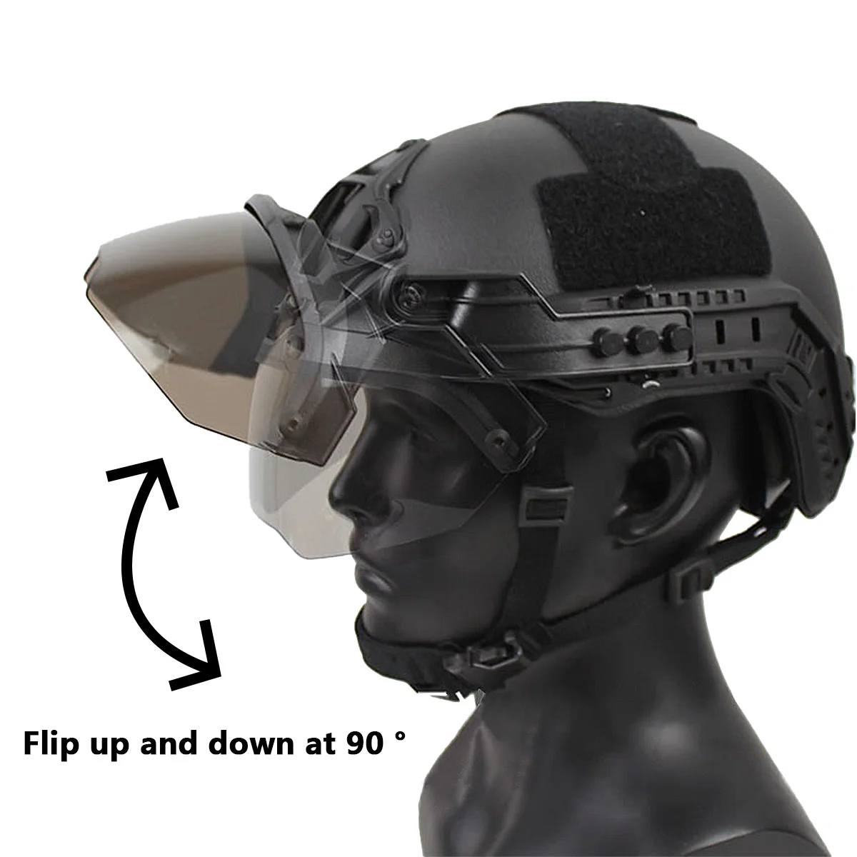 Casco táctico FAST con máscara media cara y gafas abatibles airsoft