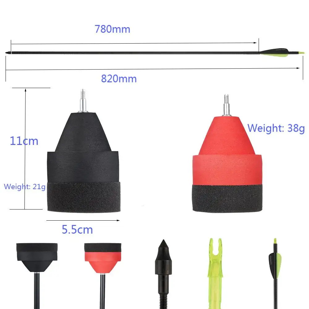 Flechas fibra de vidrio tiro arco – Set puntas espuma práctica y caza - imagen 3
