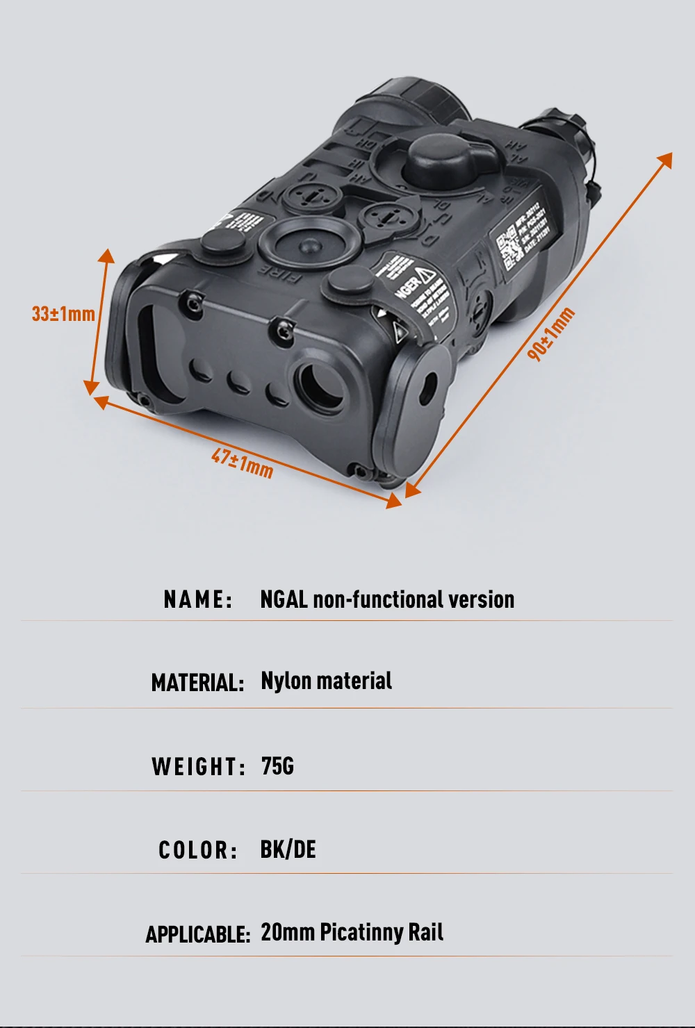 Detalle del accesorio de utilería compatible con riel
