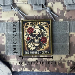 Parche táctico MEMENTO MORI, gancho y bucle para brazalete