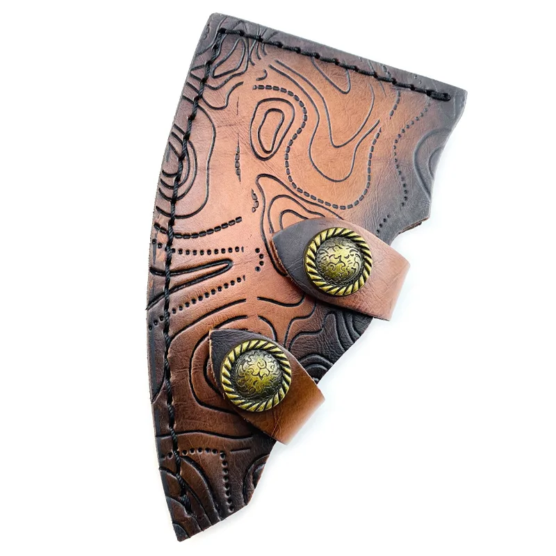 Funda protectora hacha de cuero vacuno bicolor para cuchilla - imagen 5