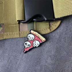 Parche táctico calavera pizza para ropa, insignia militar velcro