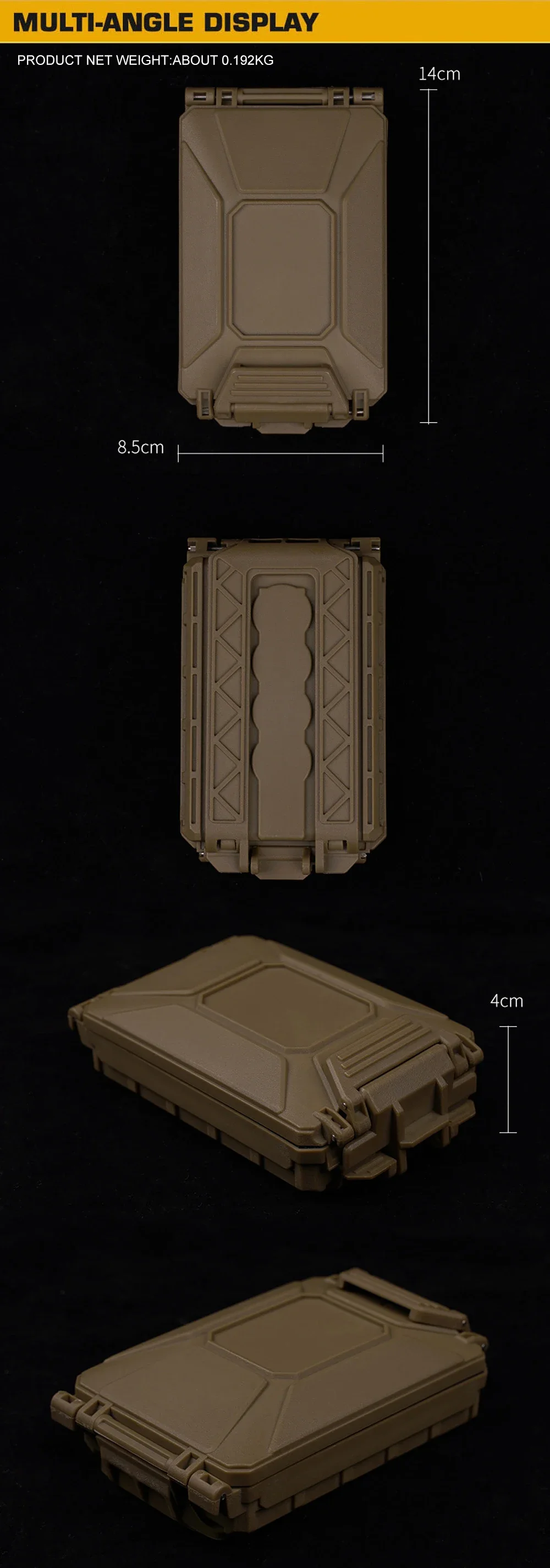 Caja abierta mostrando ranuras para baterías y espuma protectora