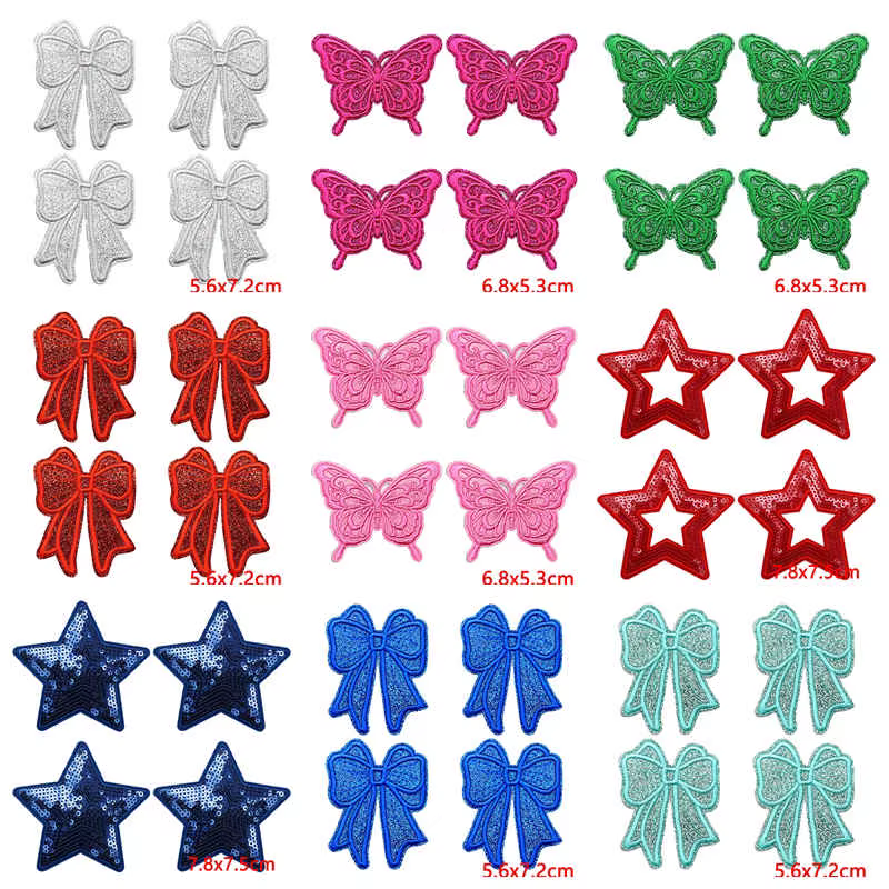 Parche termoadhesivo bordado estrellas y mariposas brillantes para ropa - imagen 5