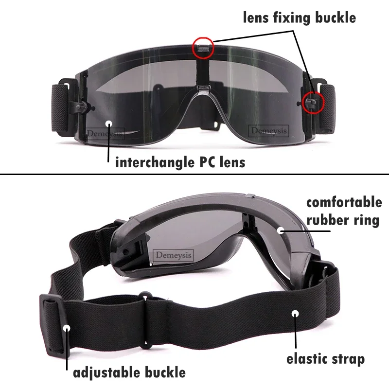 Gafas tácticas 3 lentes intercambiables - Protección balística Airsoft - imagen 3