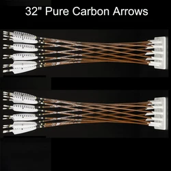 Toparchery Flechas de arco carbono negro con plumas reales veta madera