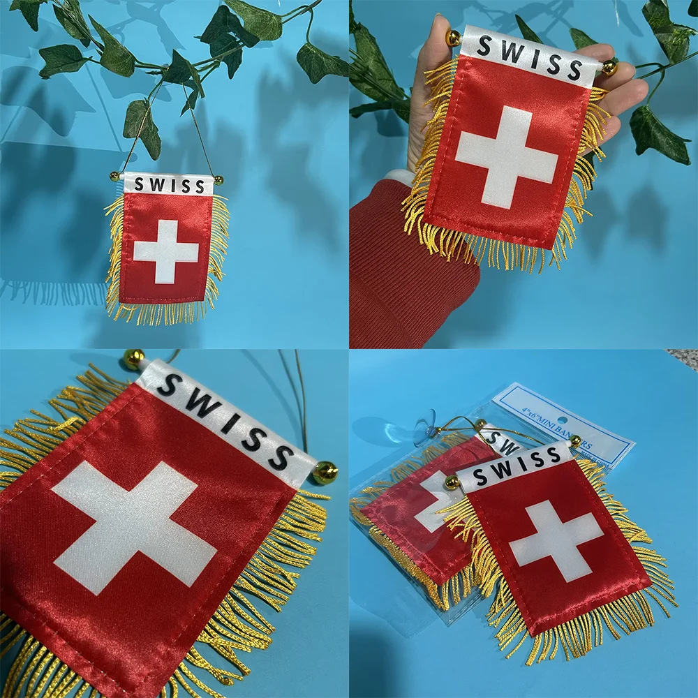 Bandera de coche Suiza en poliéster, impresión doble cara - imagen 4