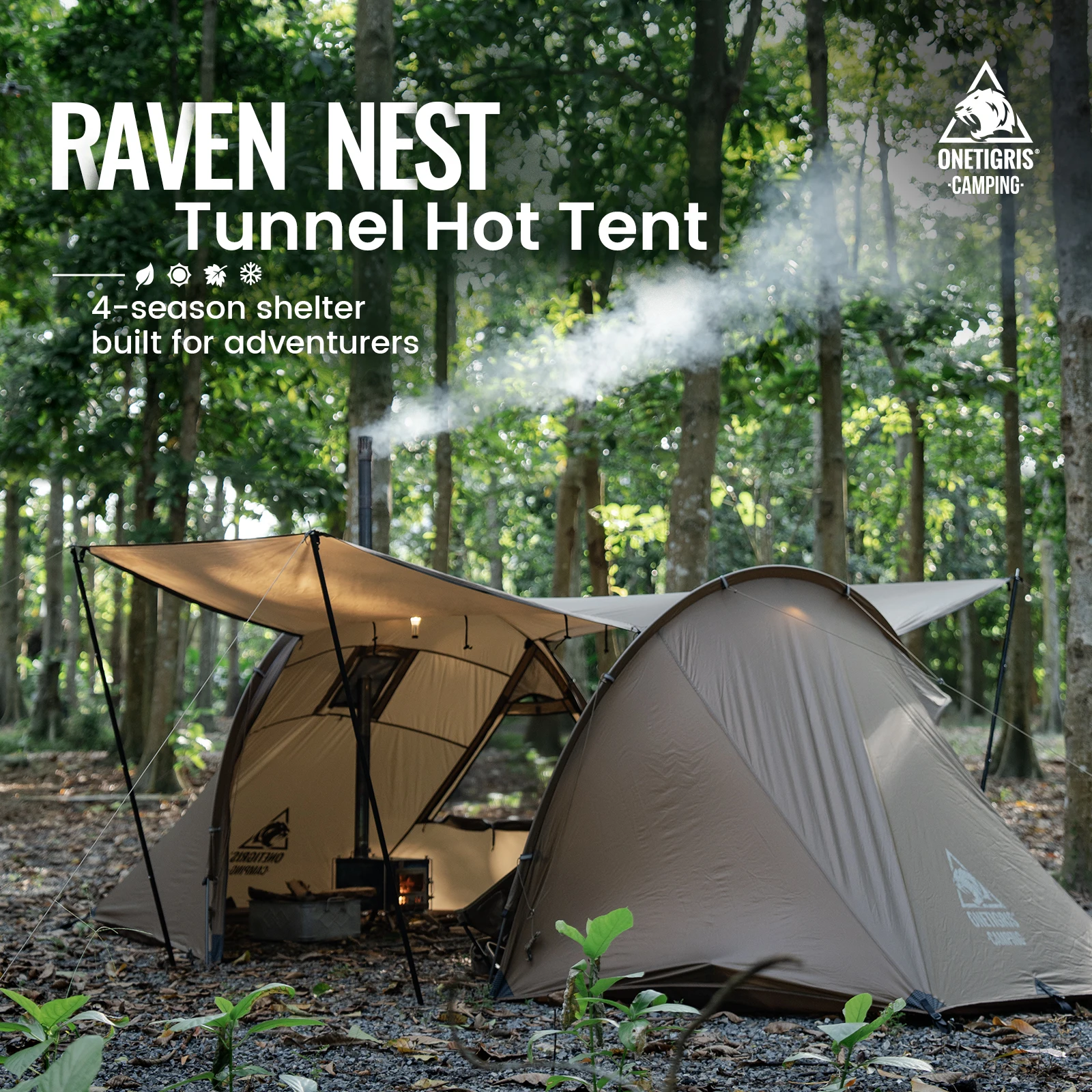 OneTigris Raven Nest Tunnel tienda impermeable de túnel con estufa