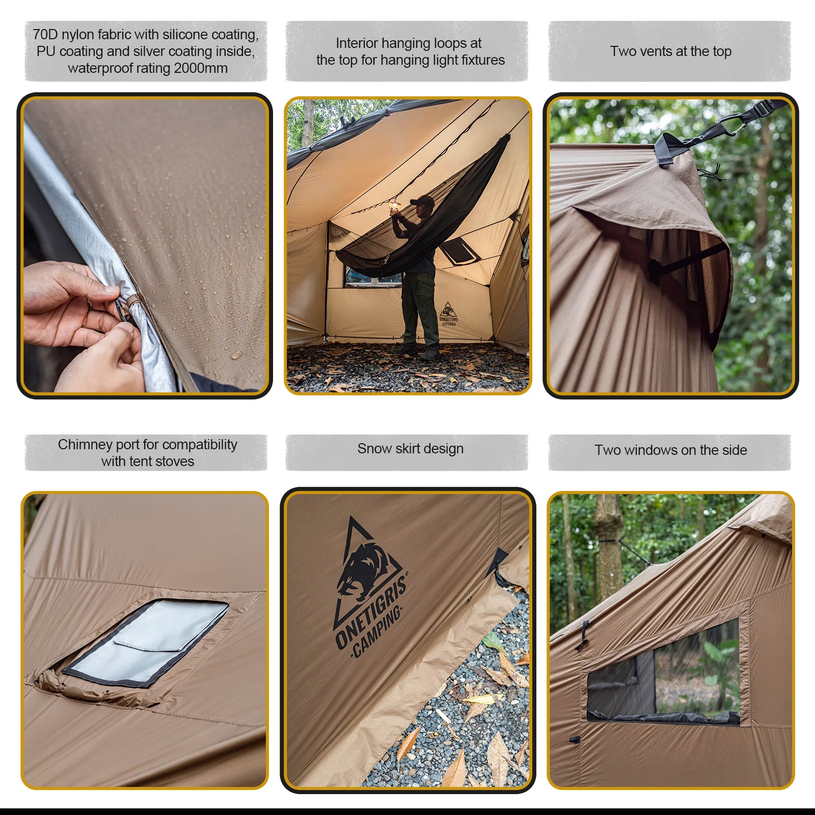 OneTigris Hamaca impermeable ligera para camping y bushcraft - imagen 4