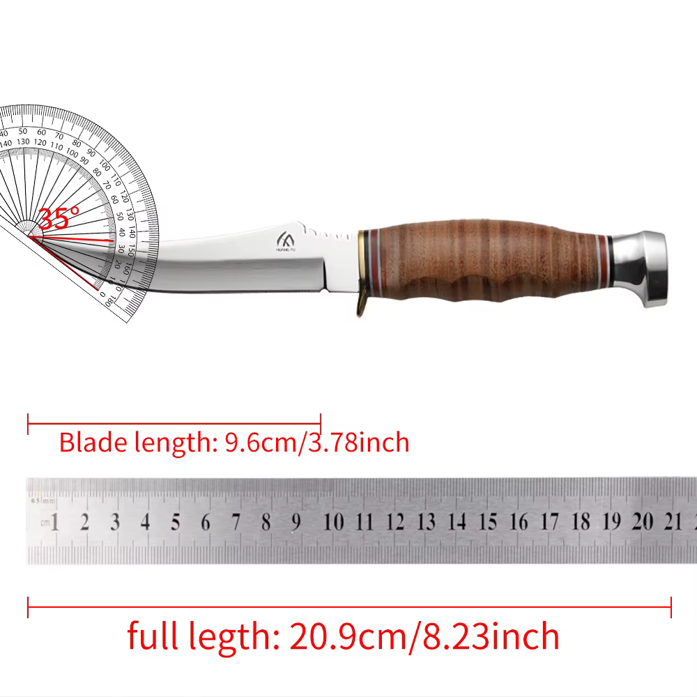 Cuchillo fijo táctico con funda de cuero para exteriores - imagen 5