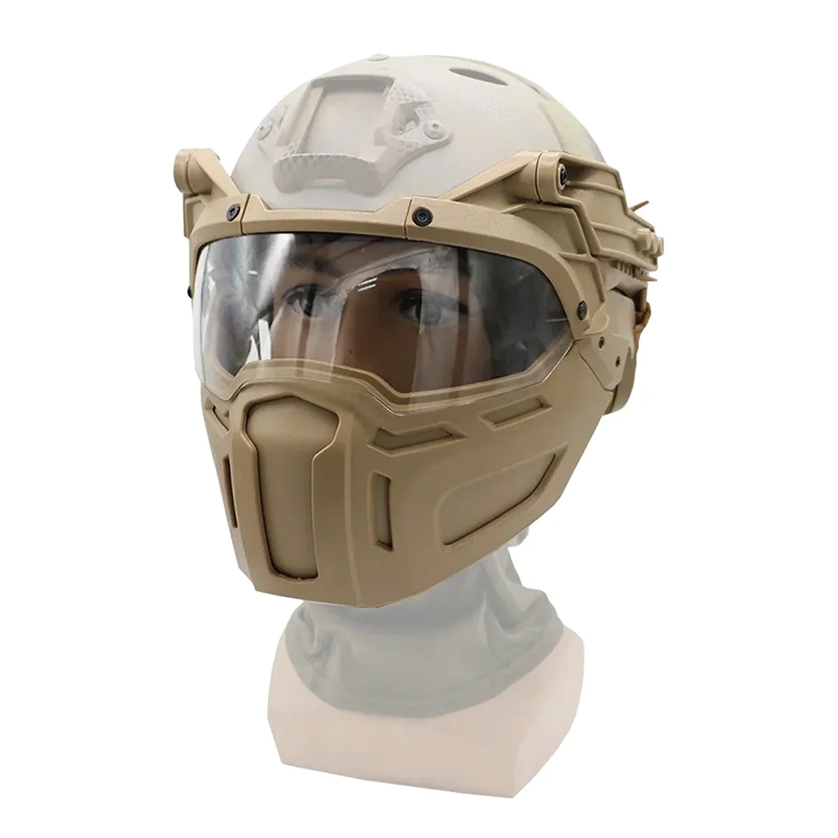 Casco táctico FAST con máscara media cara y gafas abatibles - imagen 4