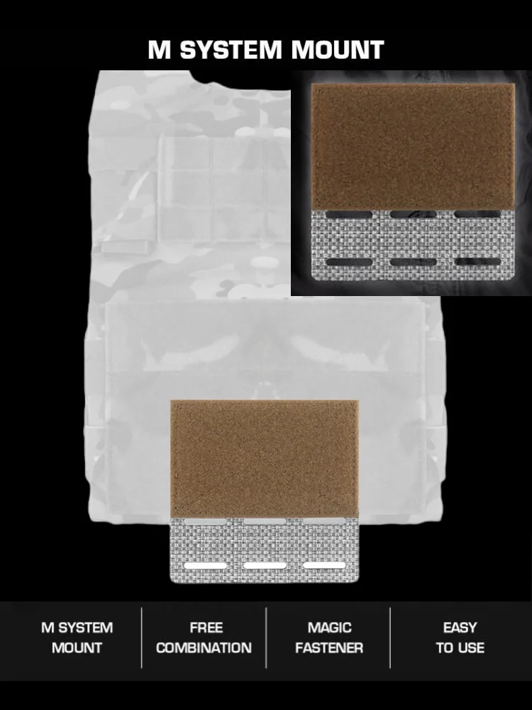 Vista del panel adaptador MOLLE con sistema de fijación