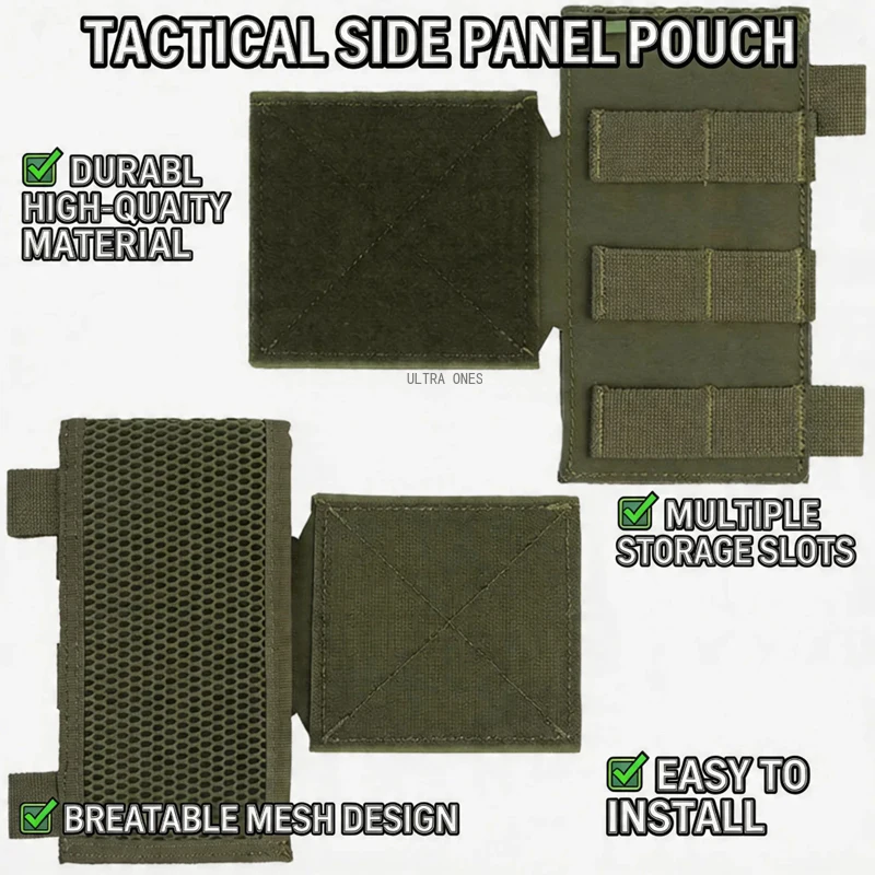 Bolsa lateral táctica MOLLE para portaplacas, radio y cargadores - imagen 3