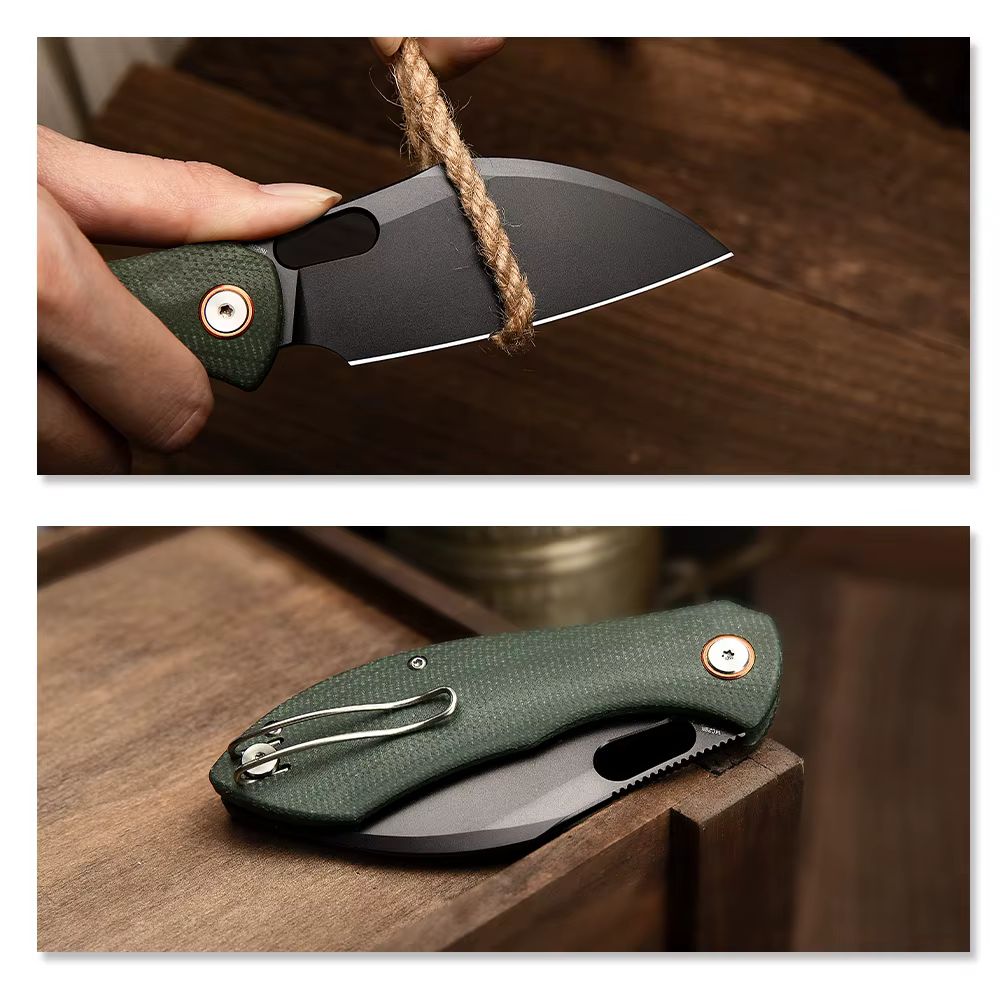 TRIVISA cuchillo plegable Micarta, bolsillo EDC, acero robusto - imagen 2