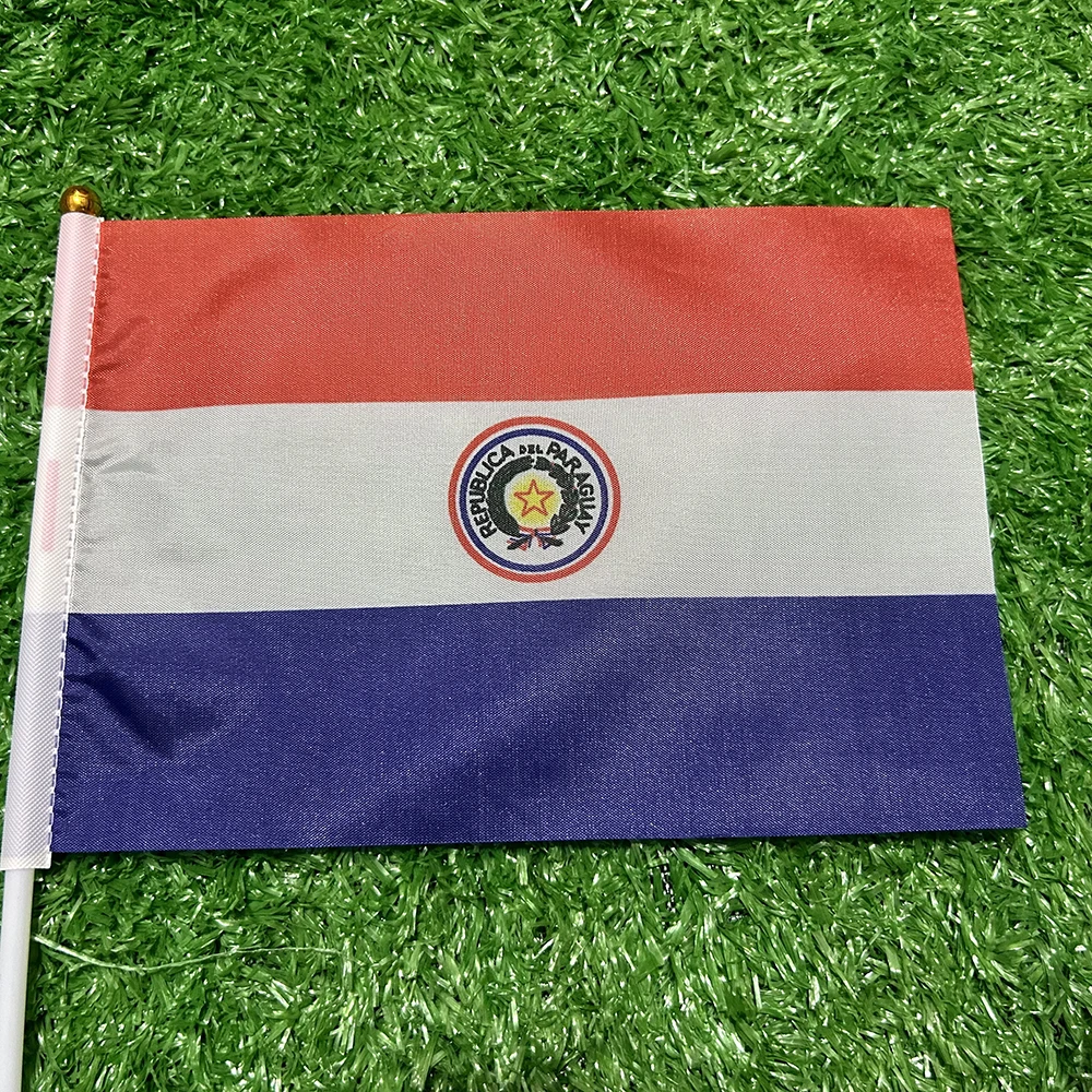 Bandera de Paraguay con asta para colgar, decoración y eventos