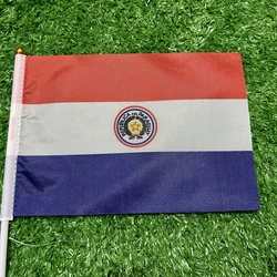 Bandera de Paraguay con asta para colgar, decoración y eventos