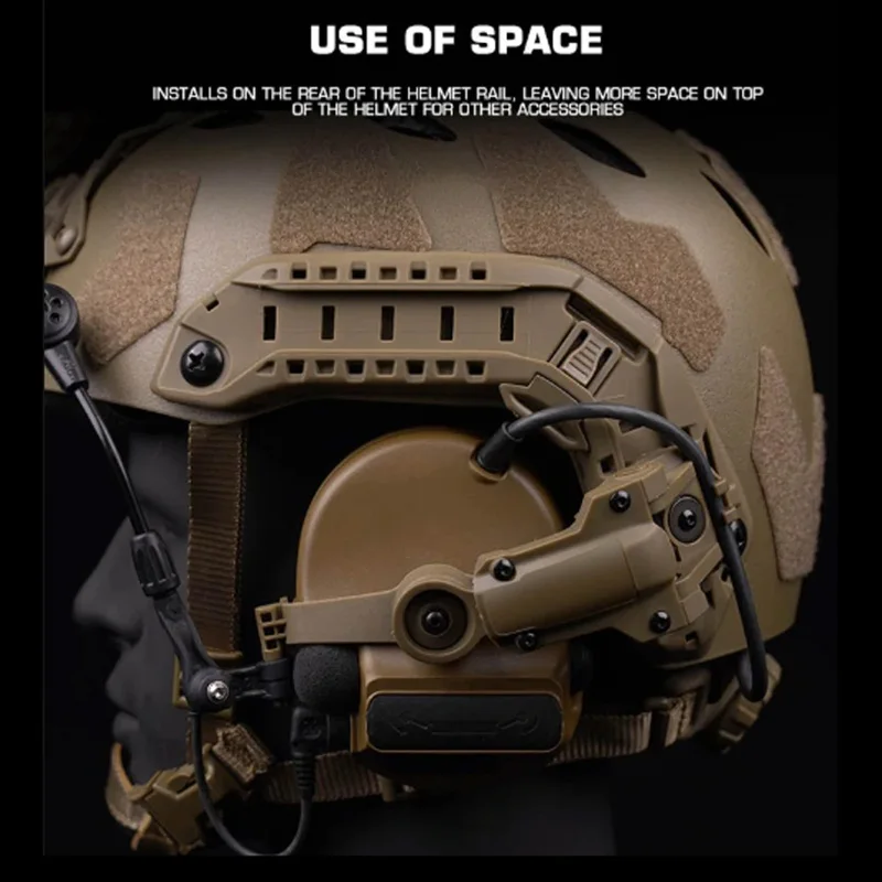Adaptador de riel para casco con auriculares tácticos y soporte montaje - imagen 5