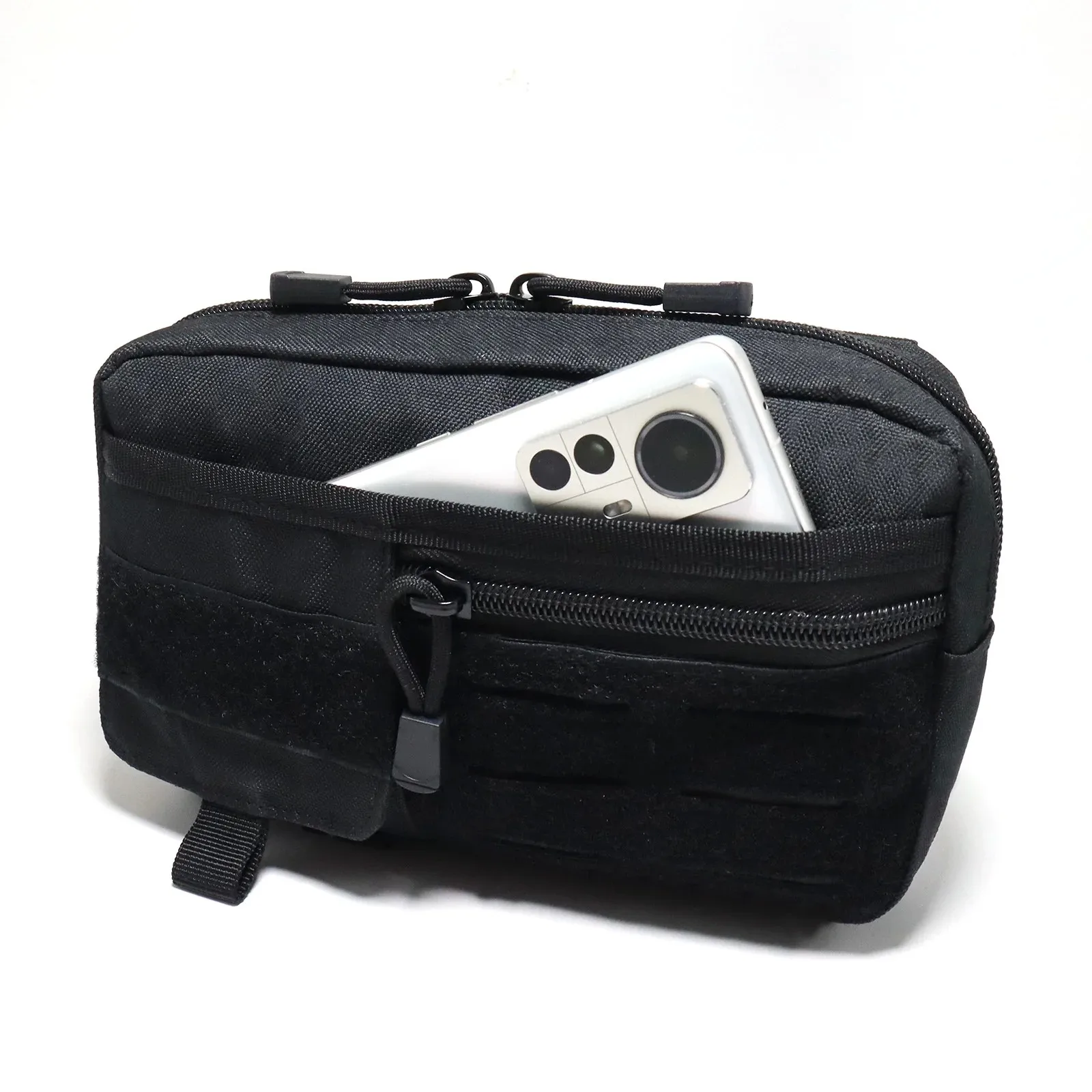 Bolsa táctica MOLLE horizontal tipo EMT con cordón y bolsillo frontal - imagen 3