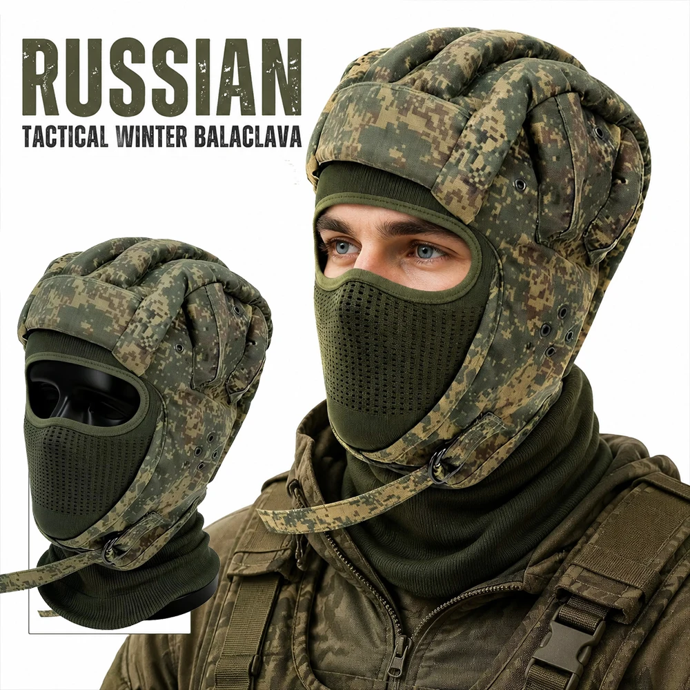 Casco táctico camuflaje ruso transpirable con balaclava paracaidismo - imagen 5