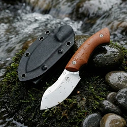 Cuchillo fijo táctico de acero portátil para camping y emergencias