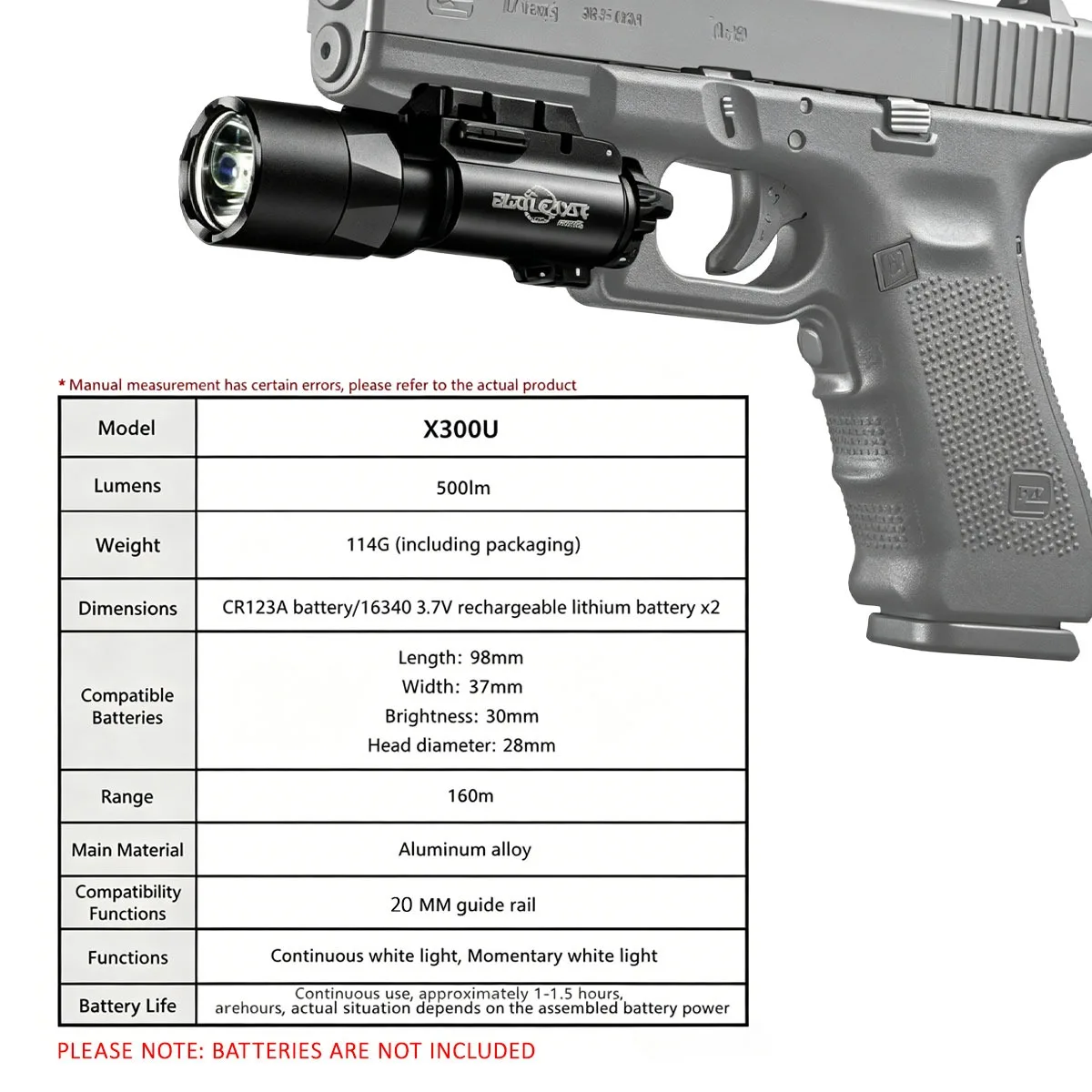 SureFire X300 Ultra Linterna táctica para pistola con riel Picatinny - imagen 5