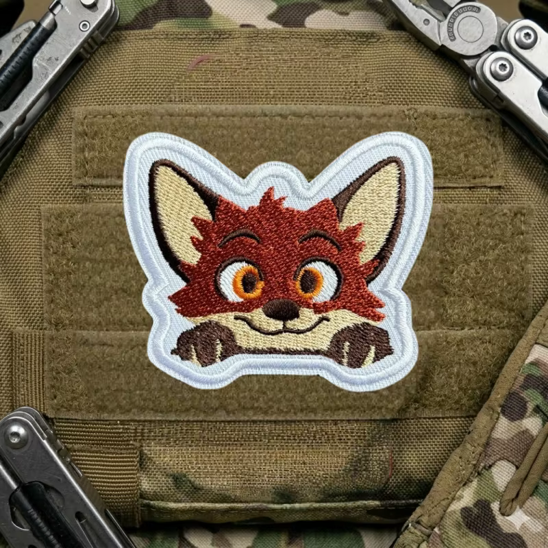 Parche bordado zorro táctico gancho y bucle para mochila militar