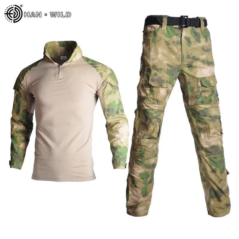 UniformE combate camouflage – Camisa y pantalón tácticos con protecciones airsoft