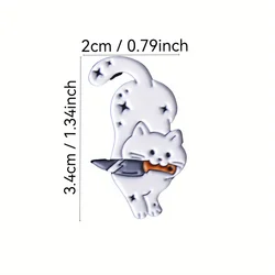 Pin esmaltado gatito blanco dibujo animado – Insignia de solapa