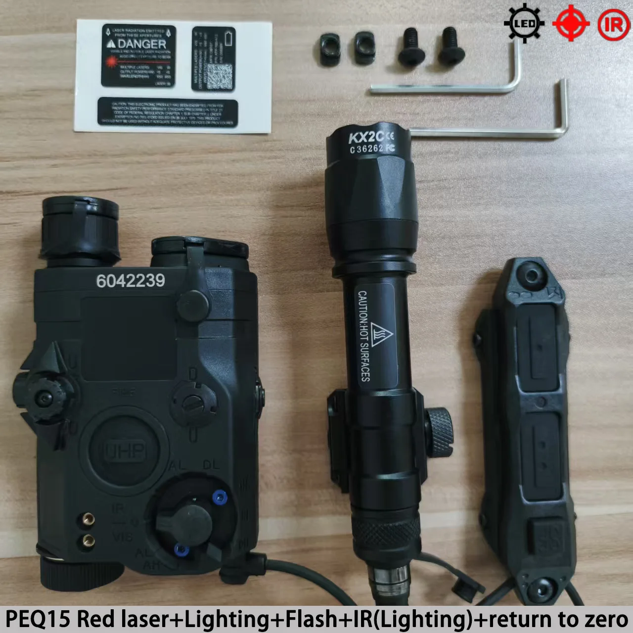 PEQ15 interruptor táctico doble control M300A con láser rojo y verde - imagen 5