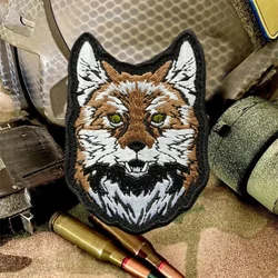 Parche bordado táctico zorro marrón – insignia militar para mochila