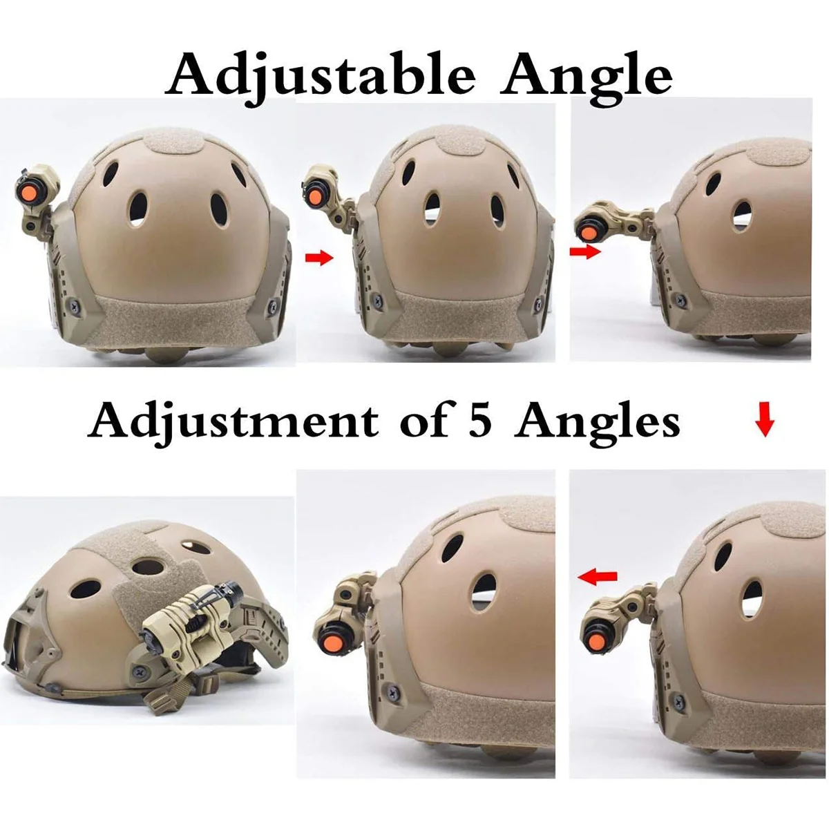 Soporte linterna casco MICH Airsoft táctico con clip de sujeción - imagen 5