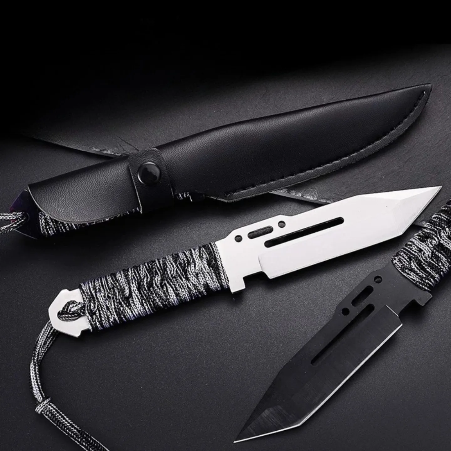 Mini cuchillo EDC de hoja fija con decoración paracord Galaxy - imagen 5